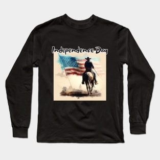 Independece day, cowboy, american flag Long Sleeve T-Shirt